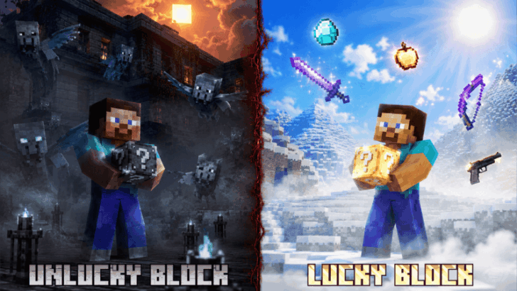 Мод Lucky Block + Unlucky Block [26.30] — блоки удачи и неудачи